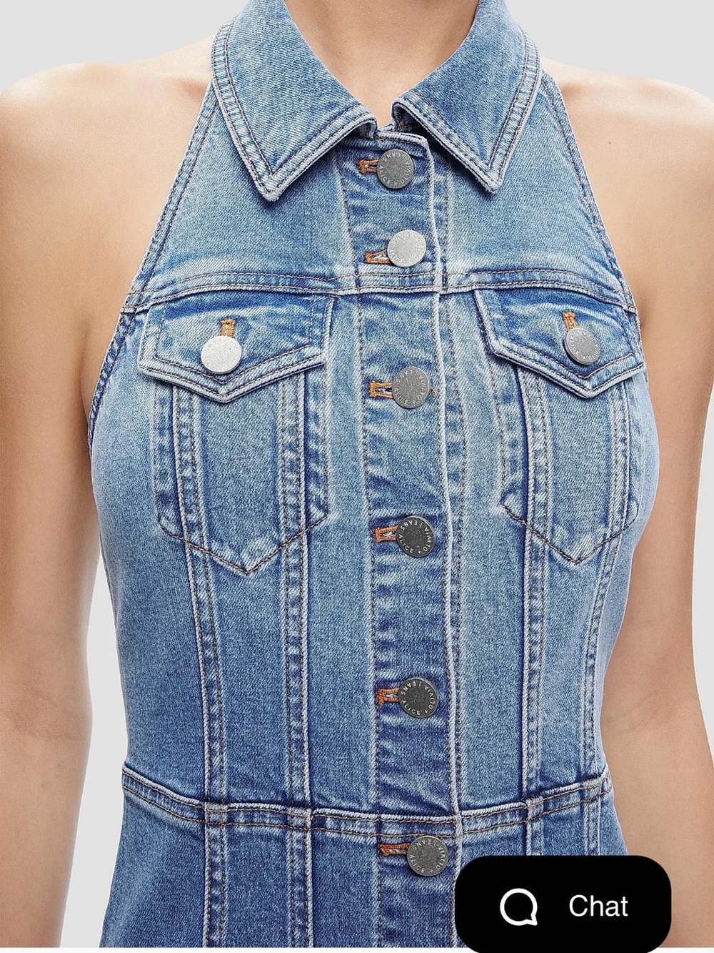 Alice + Olivia Kendall Denim Halter Minidress - Picture 5 of 9